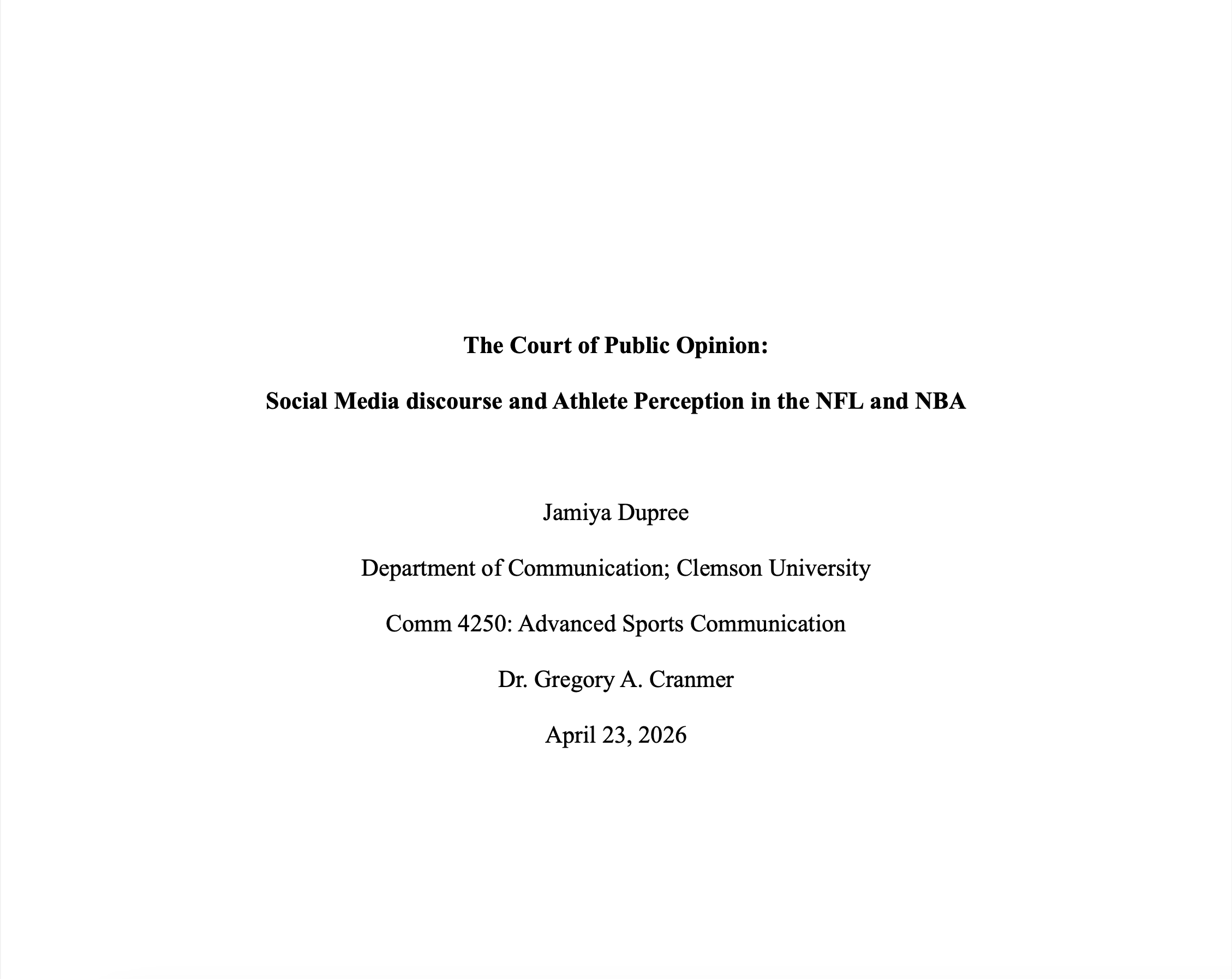 Social Media & Athlete Allegations Research Study